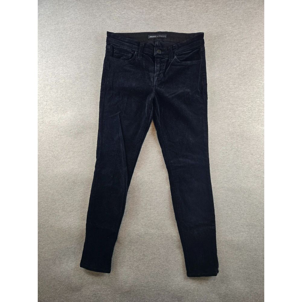 J Brand For Theory Velour Skinny Pants Size 27 Velveteen Mid Rise Black Skinny